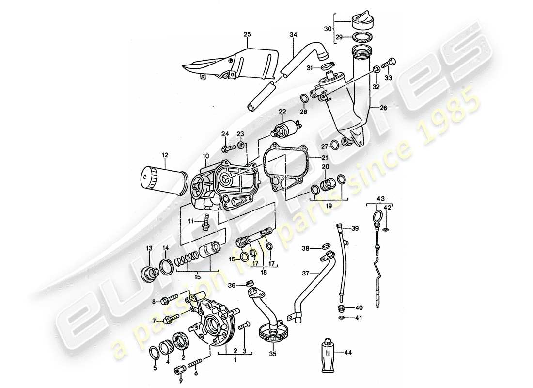porsche 968 (1993) engine lubrication parts diagram