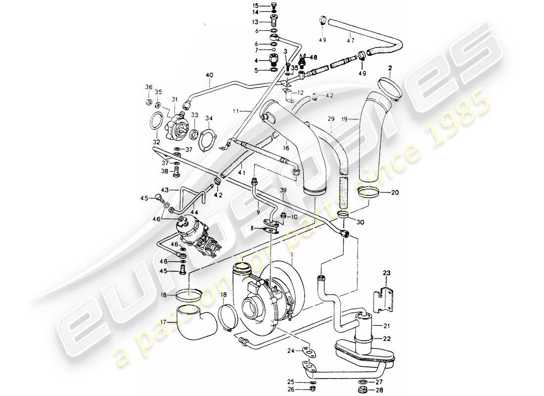 porsche 1993 (964) turbocharging - oil supply - for - exhaust gas turbocharger part diagram