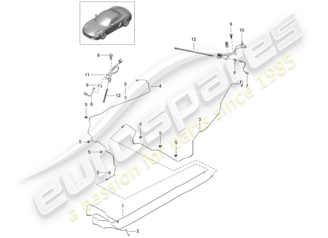 porsche 2012 (981 boxster) brake lines parts diagram