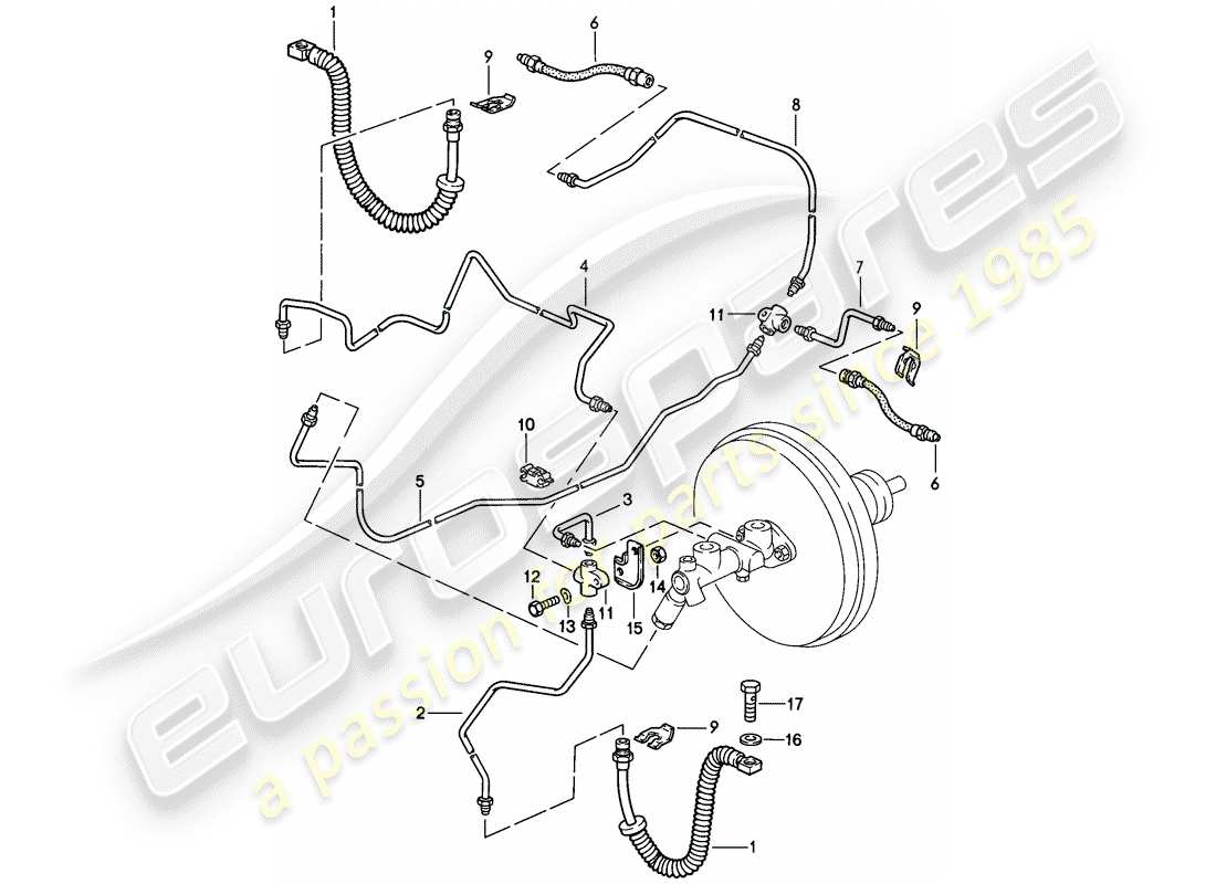 porsche 1984 (928) brake lines - d - mj 1984>> part diagram