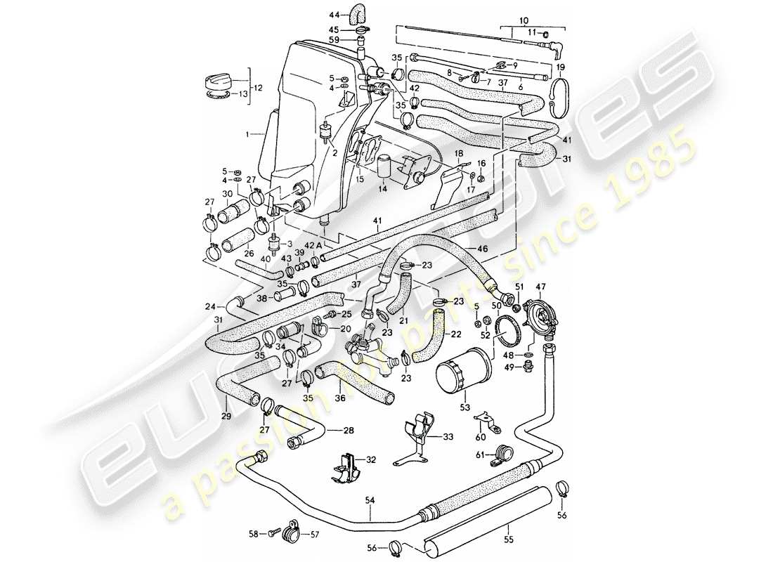 porsche 1990 (964) oil tank - lines part diagram