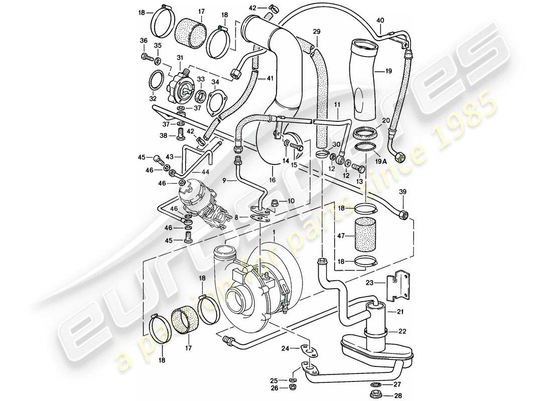 porsche 1988 (911) turbocharging part diagram