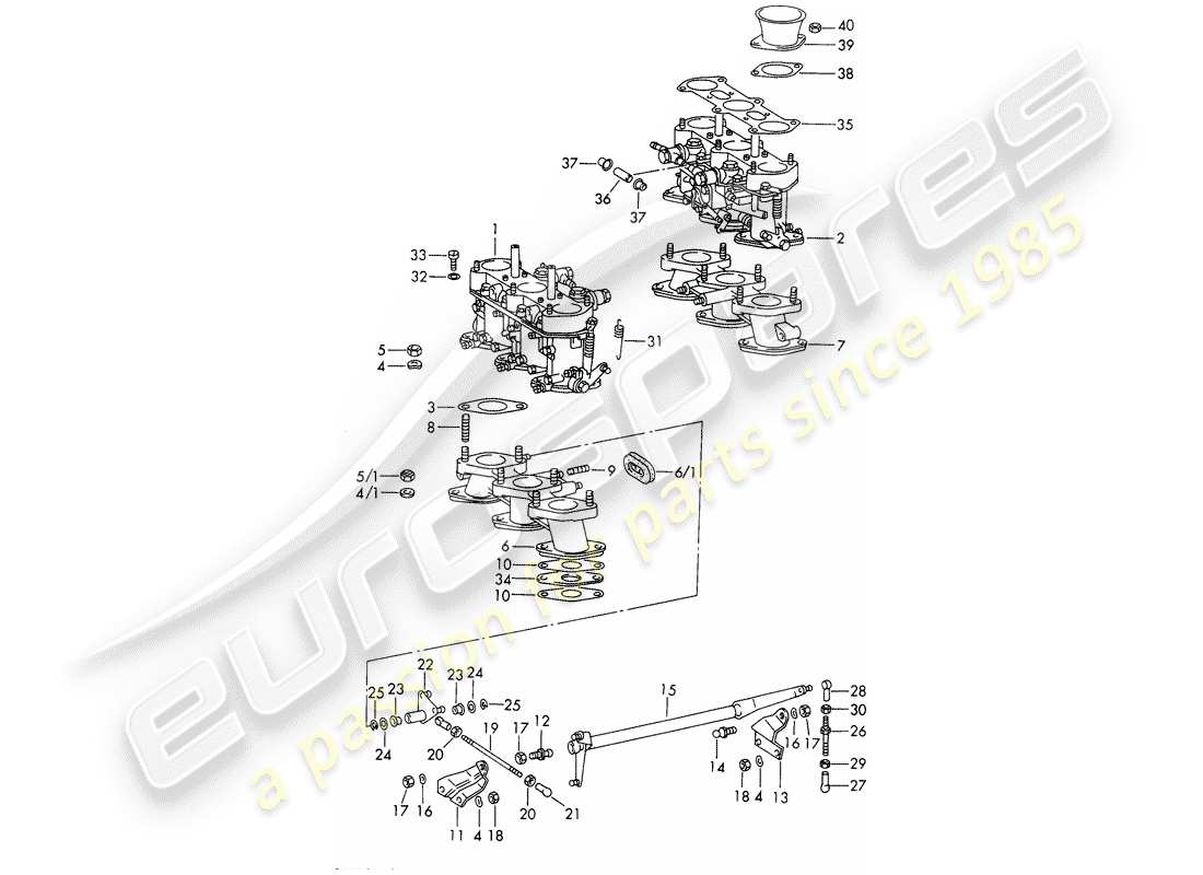 porsche 1967 (911/912) carburetor - system - - weber - - m 090 7001 >> part diagram