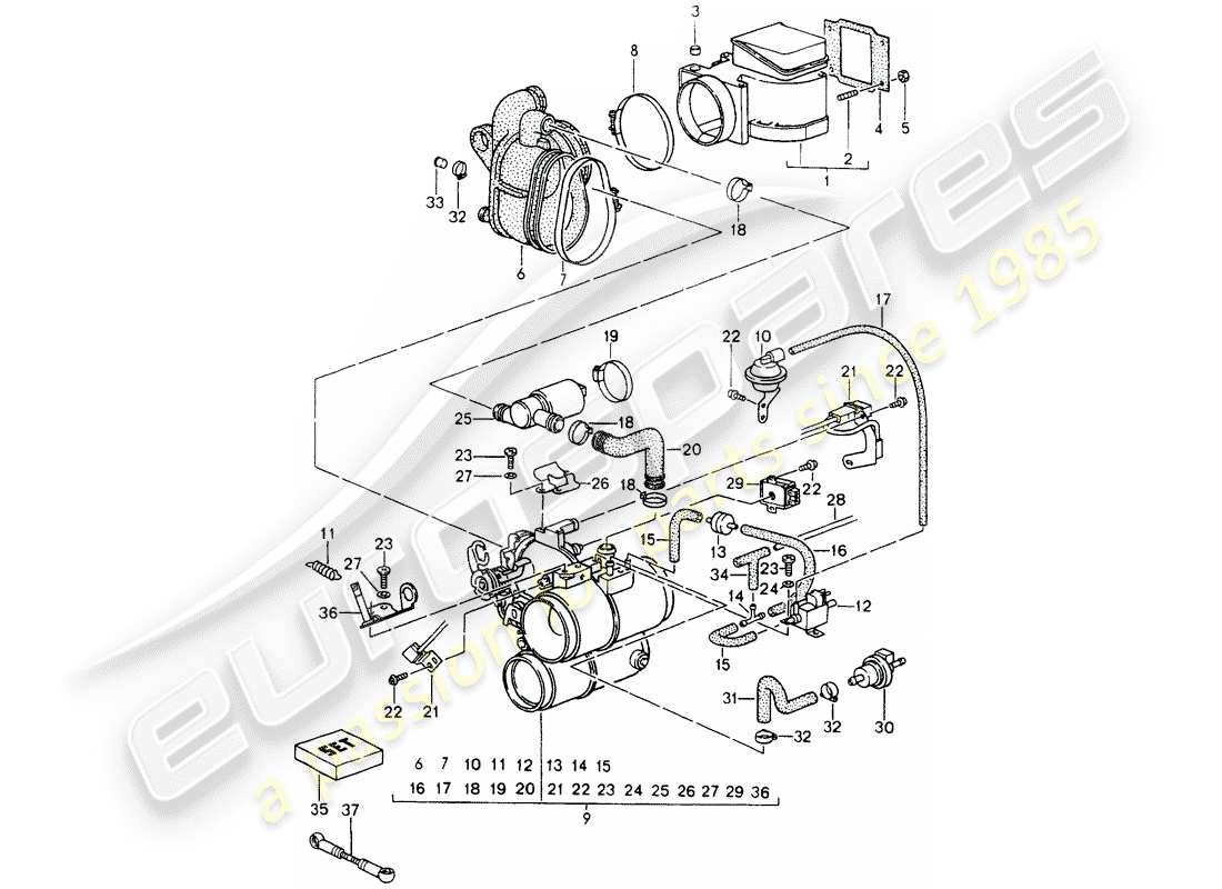 porsche 1990 (964) l-jetronic - flap-nozzle - intake housing - magnesium - see tpi - group 1 - nr. 26 part diagram