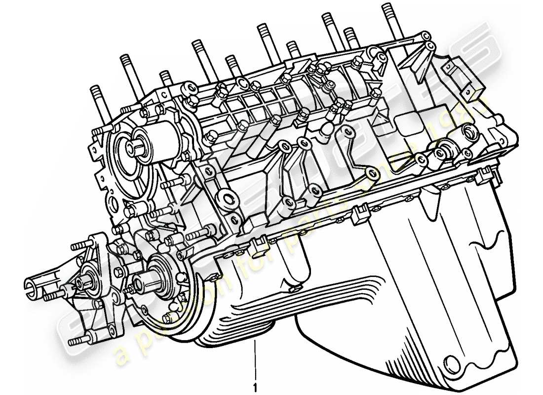 porsche 1988 (944) replacement engine - short engine - crankcase part diagram