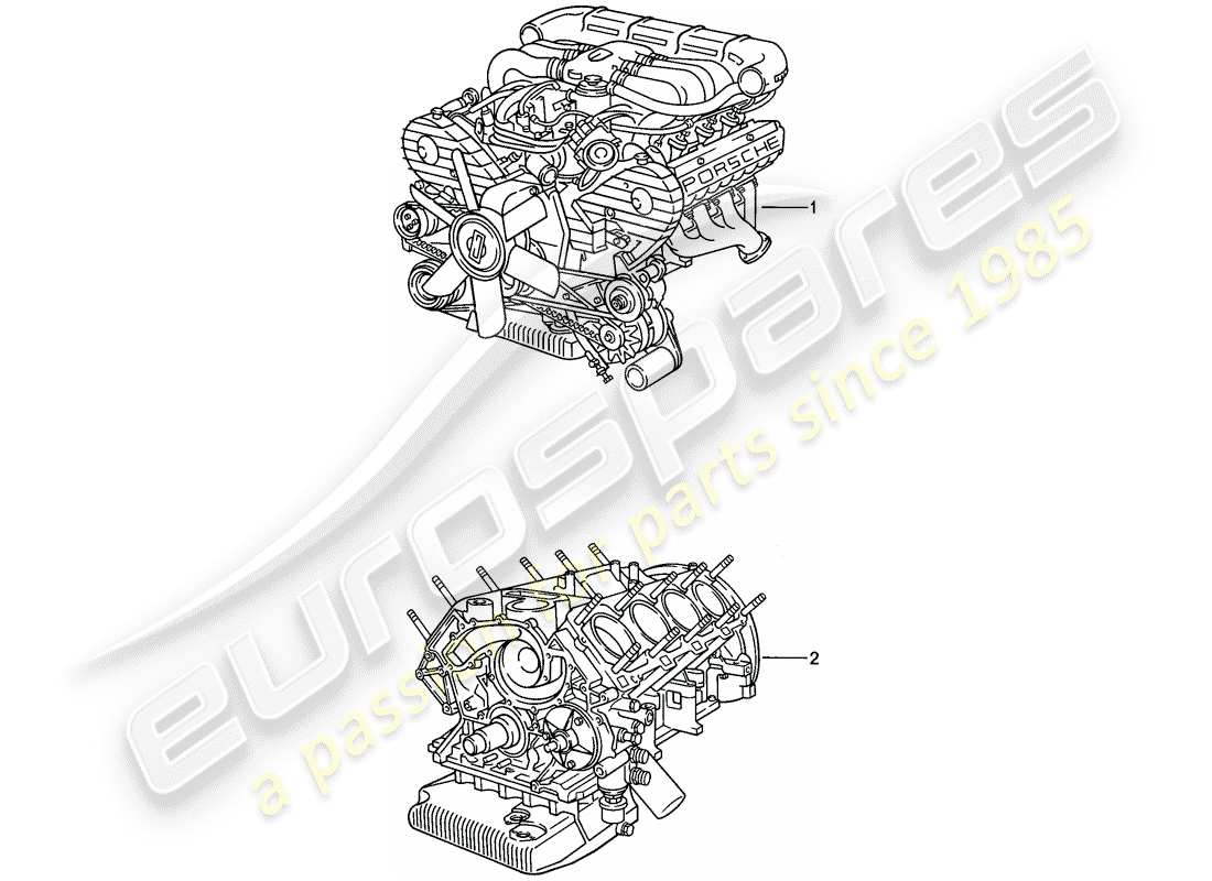porsche 1984 (928) replacement engine part diagram