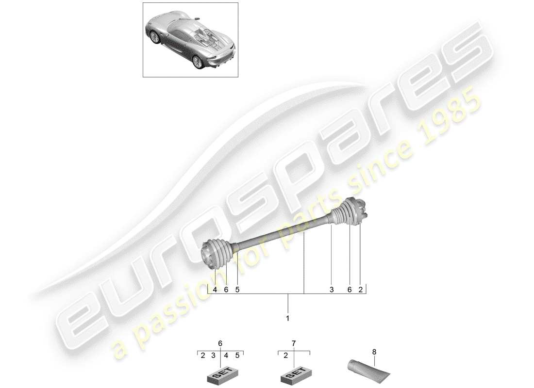 porsche 2015 (918 spyder) drive shaft part diagram