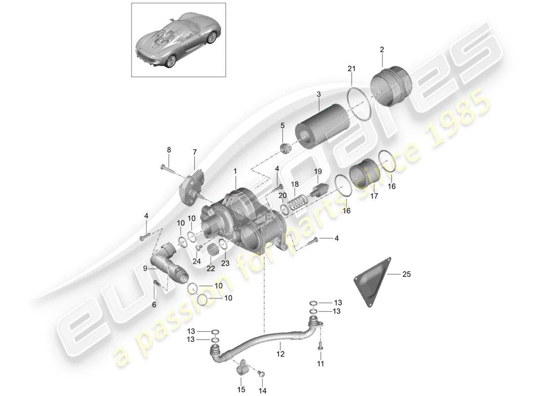 porsche 918 spyder (2015) oil filter parts diagram
