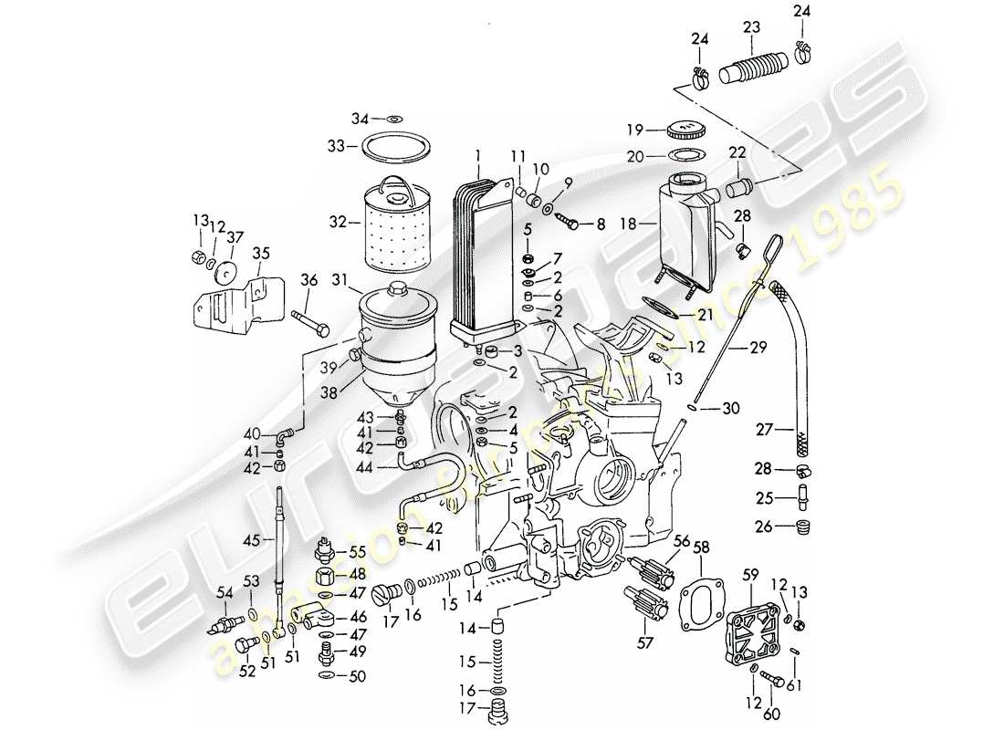 porsche 1966 (911/912) engine lubrication part diagram
