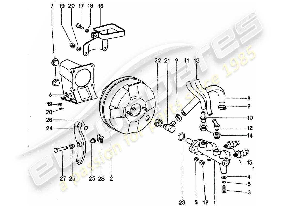 porsche 1977 (911 turbo) brake master cylinder - for vehicles with - brake booster - d - mj 1977>> part diagram