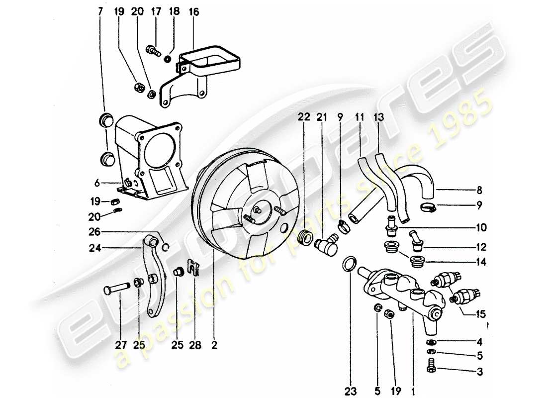 porsche 911 turbo (1977) brake master cylinder - for vehicles with - brake booster - d - mj 1977>> part diagram