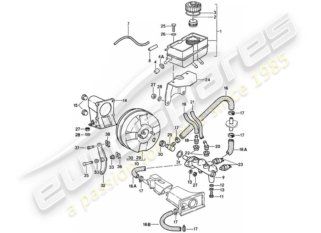 porsche 1989 (911) reservoir for - brake fluid - brake master cylinder part diagram