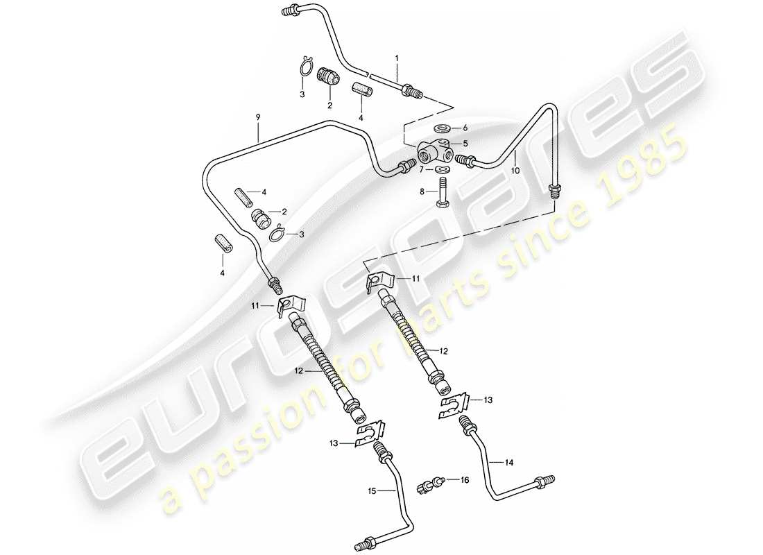 porsche 1989 (911) brake line part diagram
