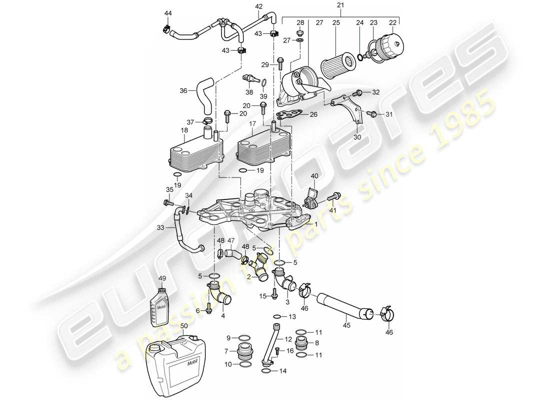 porsche 2008 (997-1 turbo / gt2) oil filter part diagram