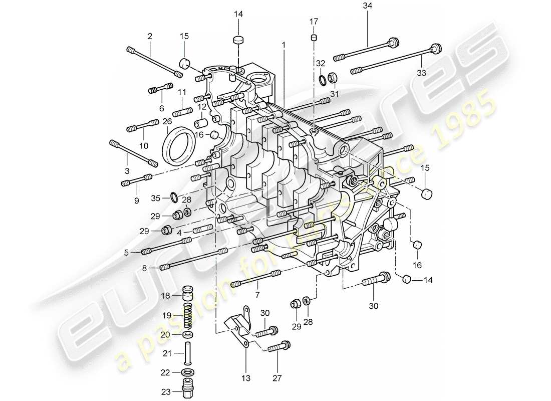 porsche 2008 (997-1 turbo / gt2) crankcase part diagram