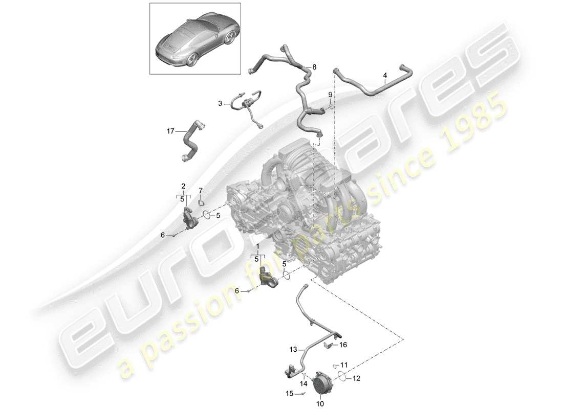 porsche 2013 (991-1) crankcase part diagram