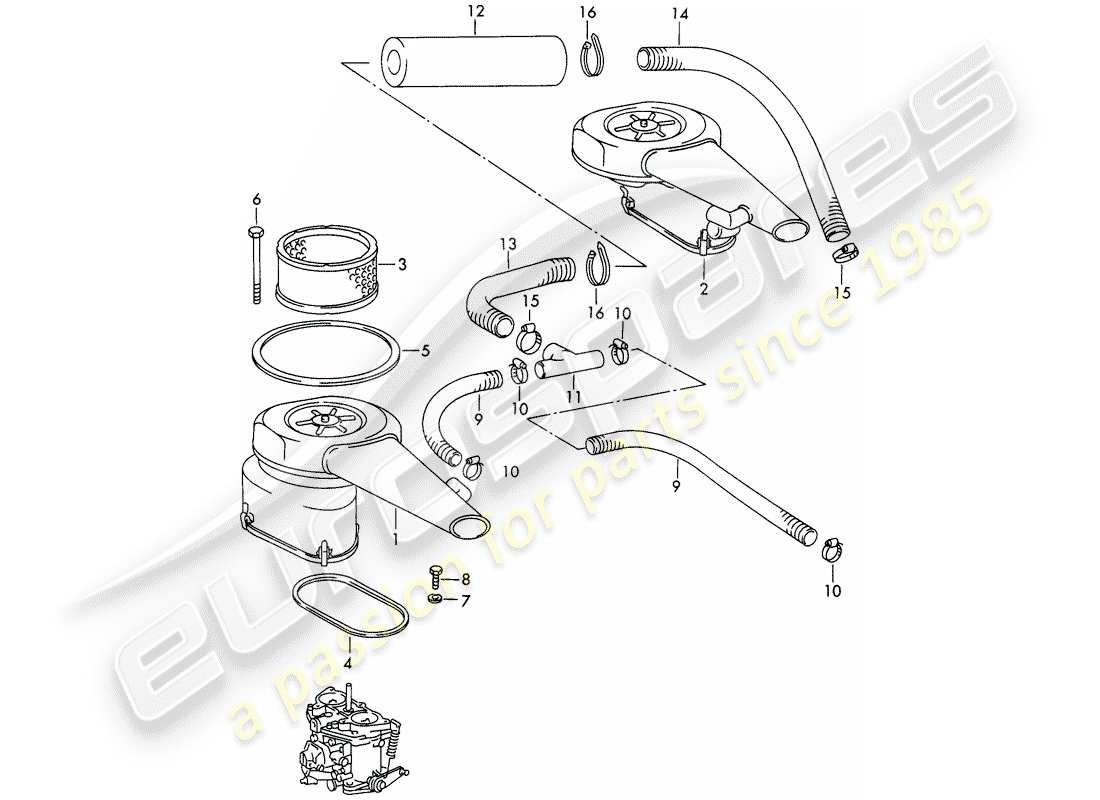 porsche 1966 (911/912) damper filter - 2. - version - - knecht - part diagram