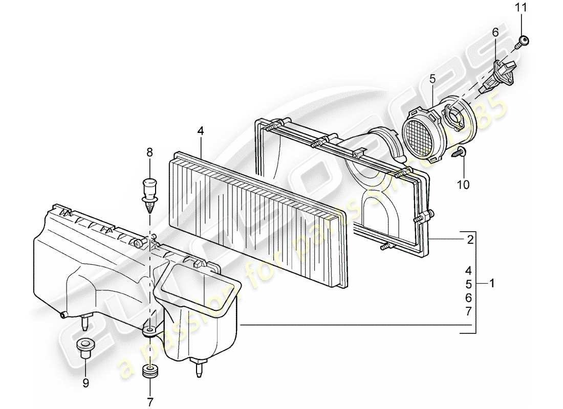 porsche 997 gt3 (2010) air cleaner part diagram