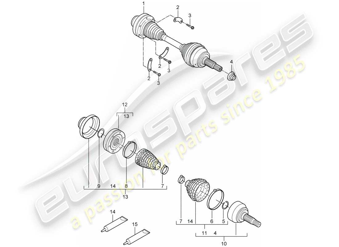 porsche cayenne (2007) drive shaft part diagram