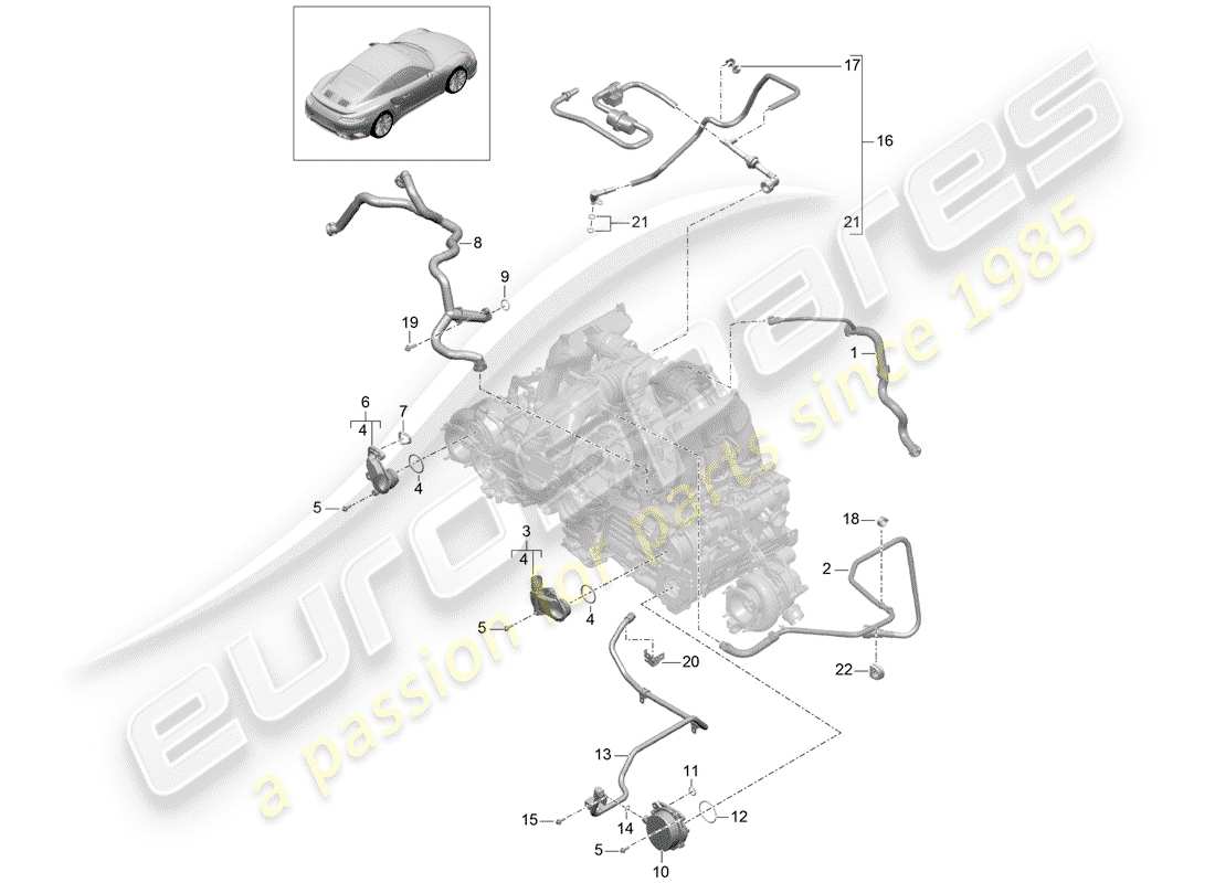 porsche 2016 (991-1 turbo) crankcase part diagram