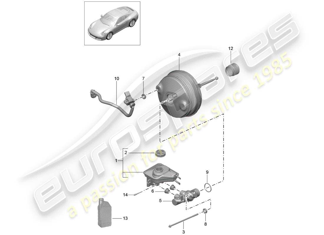 porsche 2018 (991-2) brake master cylinder part diagram