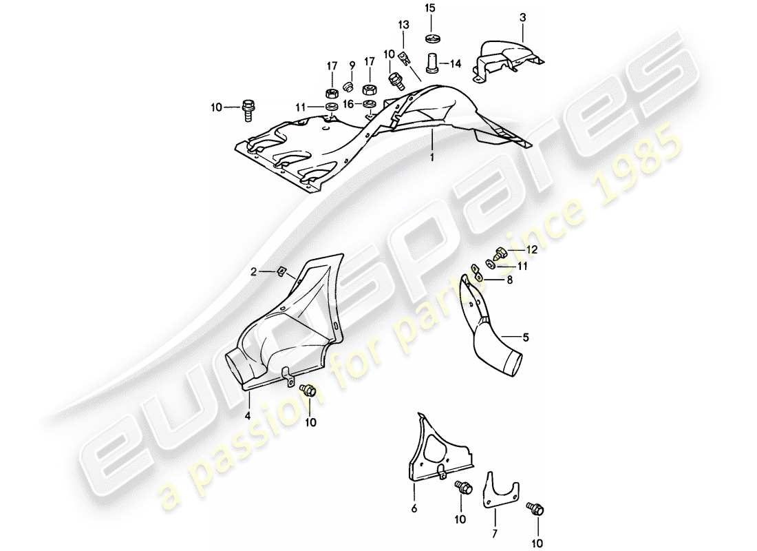 porsche 1988 (911) air duct part diagram