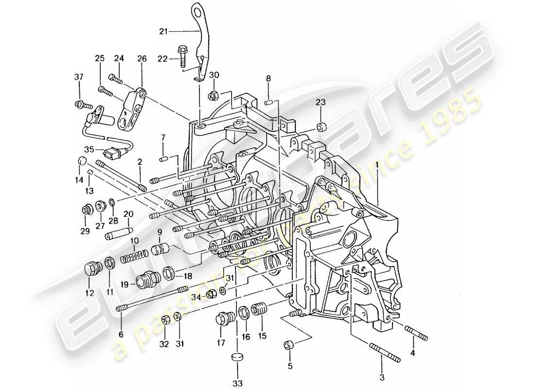 porsche 2005 (996 turbo / gt2) crankcase part diagram