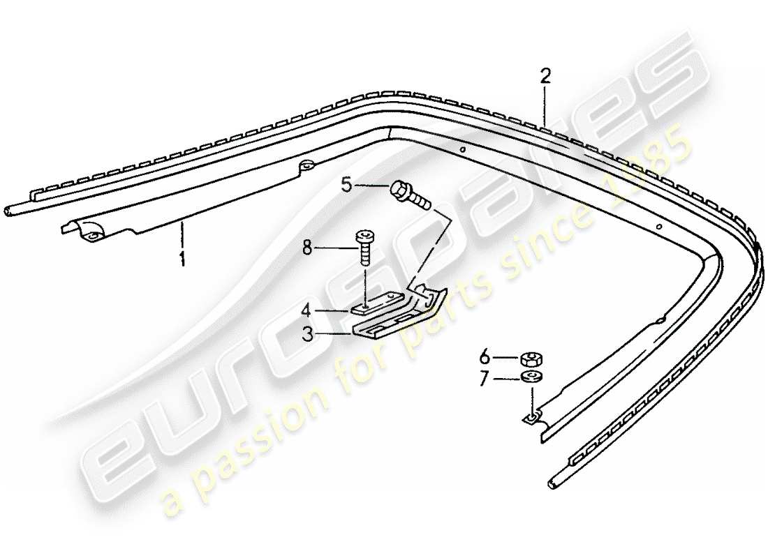porsche 1998 (993) fasteners - bracket - sealing strip parts diagram