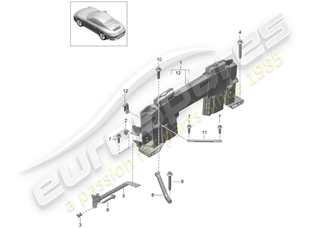 porsche 2019 (992-1) rollover protection part diagram