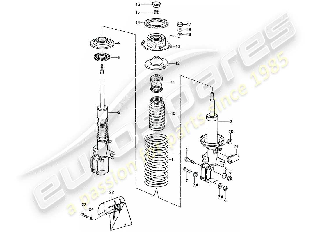 porsche 968 (1993) suspension - shock absorber part diagram