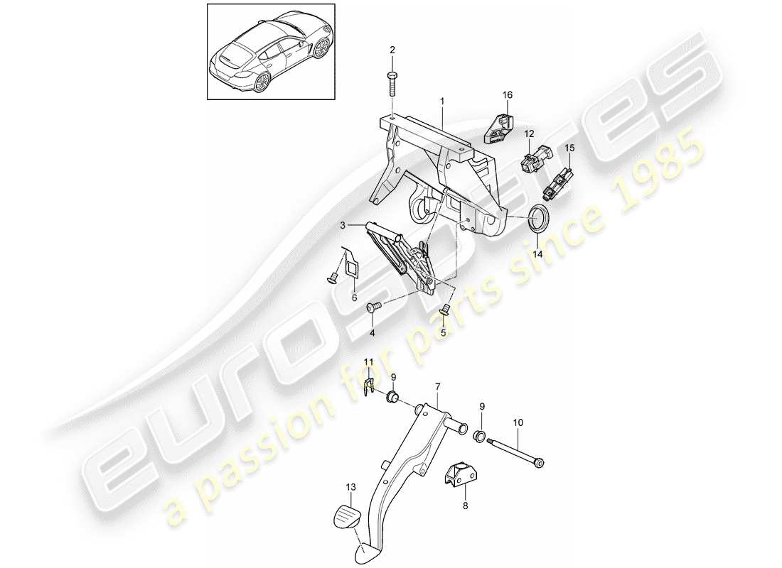 porsche panamera 970 (2016) pedals part diagram