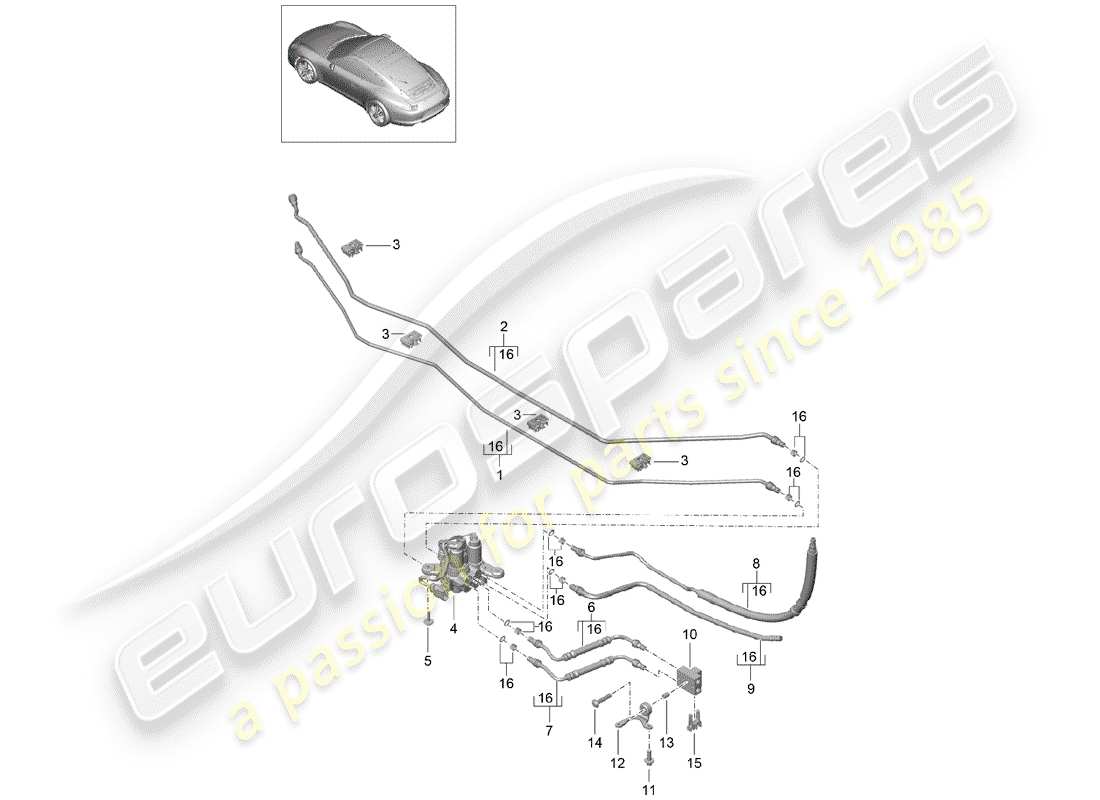 porsche 2013 (991-1) lines part diagram