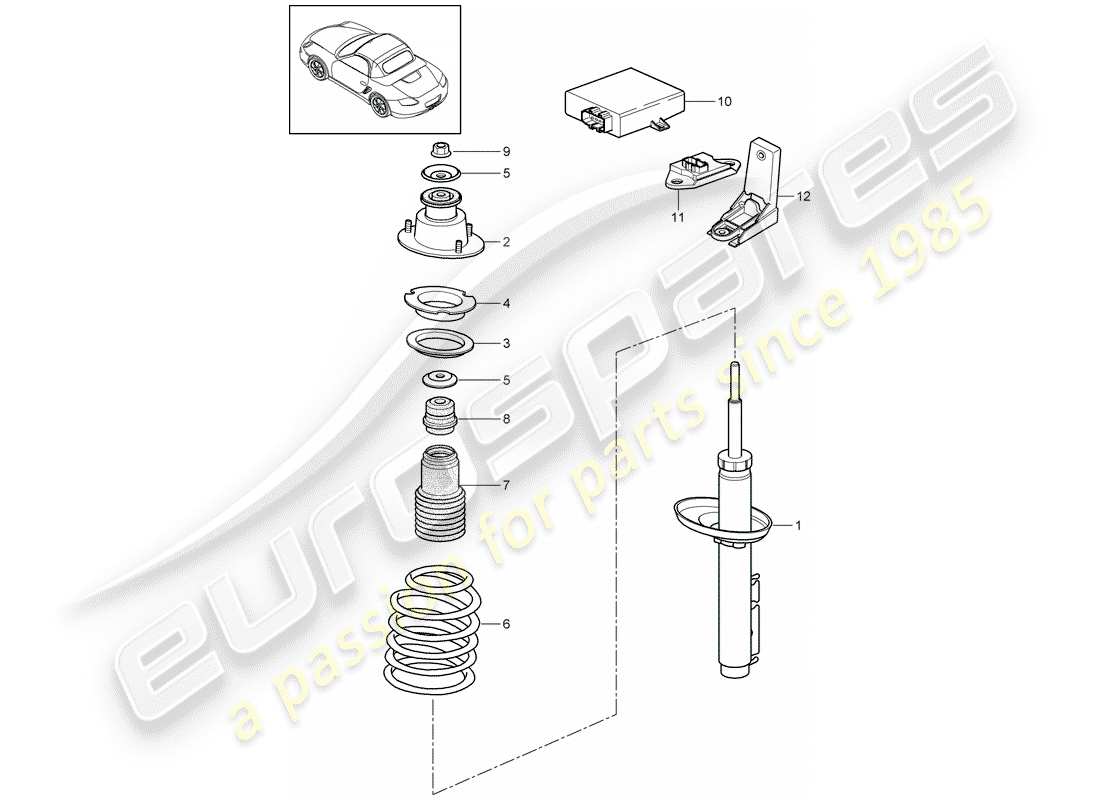 porsche 2010 (987 boxster) shock absorber part diagram