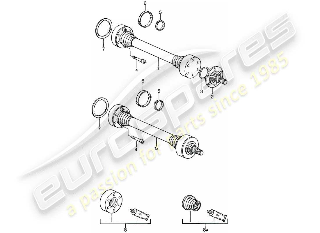 porsche 1982 (928) drive shaft part diagram