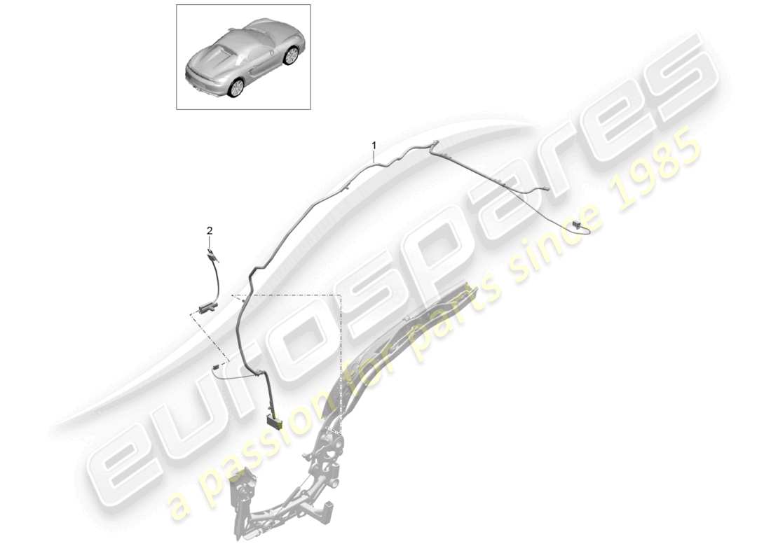 porsche 2020 (718 boxster) convertible top wire set parts diagram