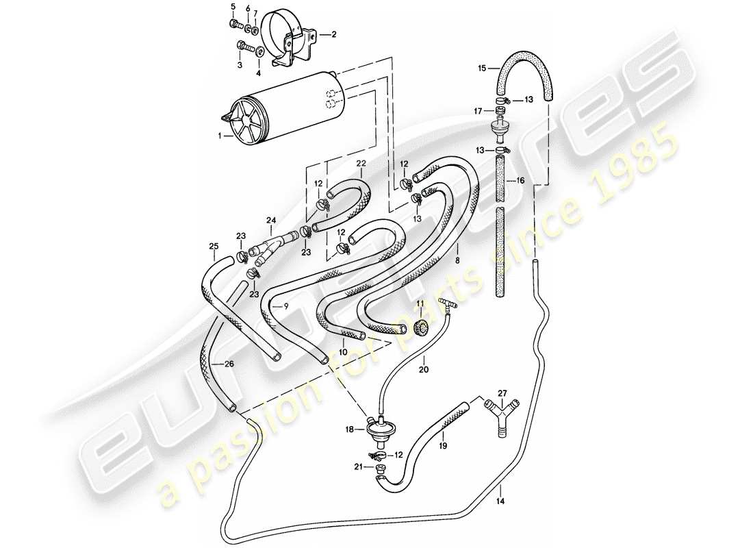 porsche 1978 (928) tank ventilation part diagram