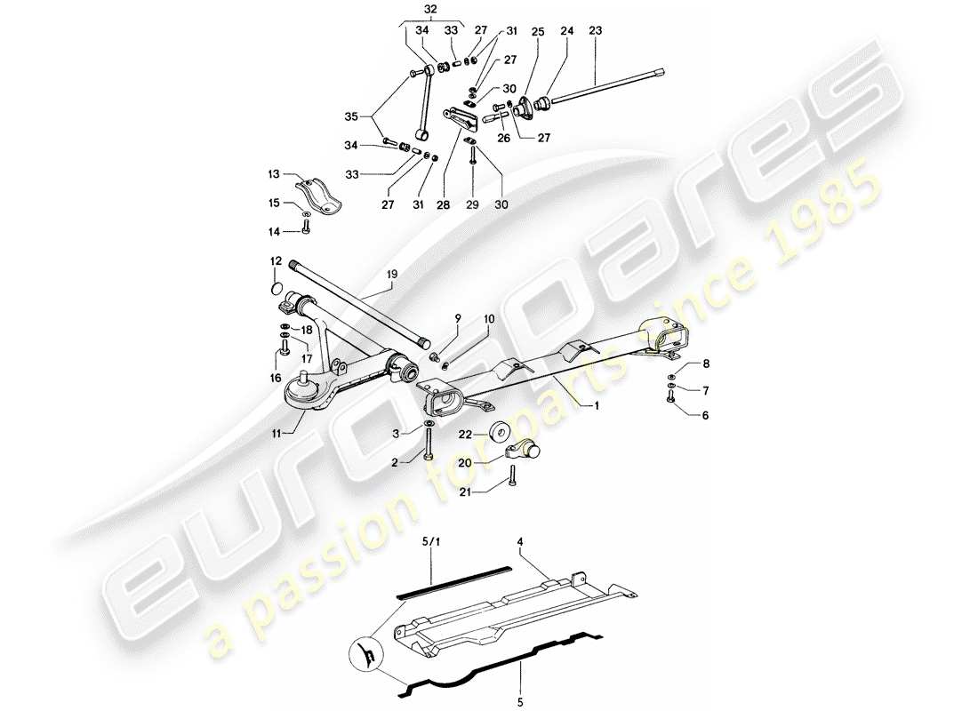 porsche 1971 (914) front axle - stabilizer part diagram