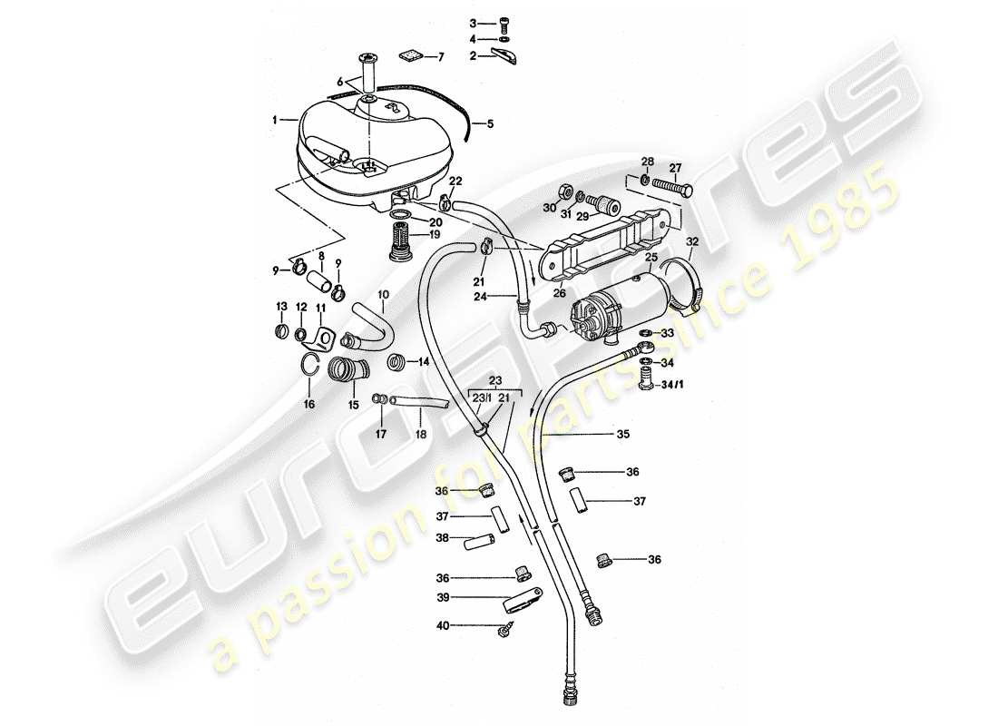 porsche 911 turbo (1977) fuel system - d - mj 1975>> - mj 1975 part diagram