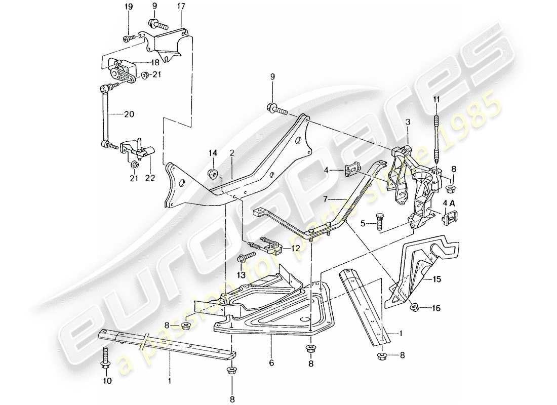 porsche boxster 986 (2004) rear axle - side panel - bracket part diagram