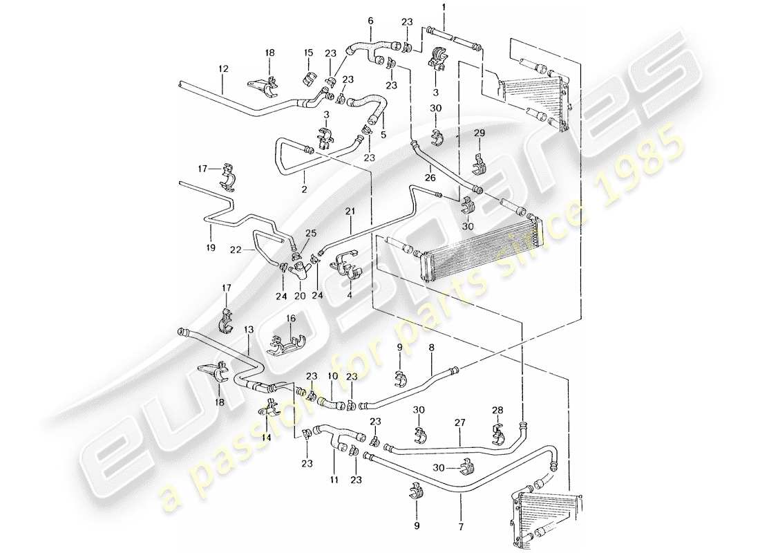 porsche 2001 (996 turbo / gt2) water cooling 2 part diagram