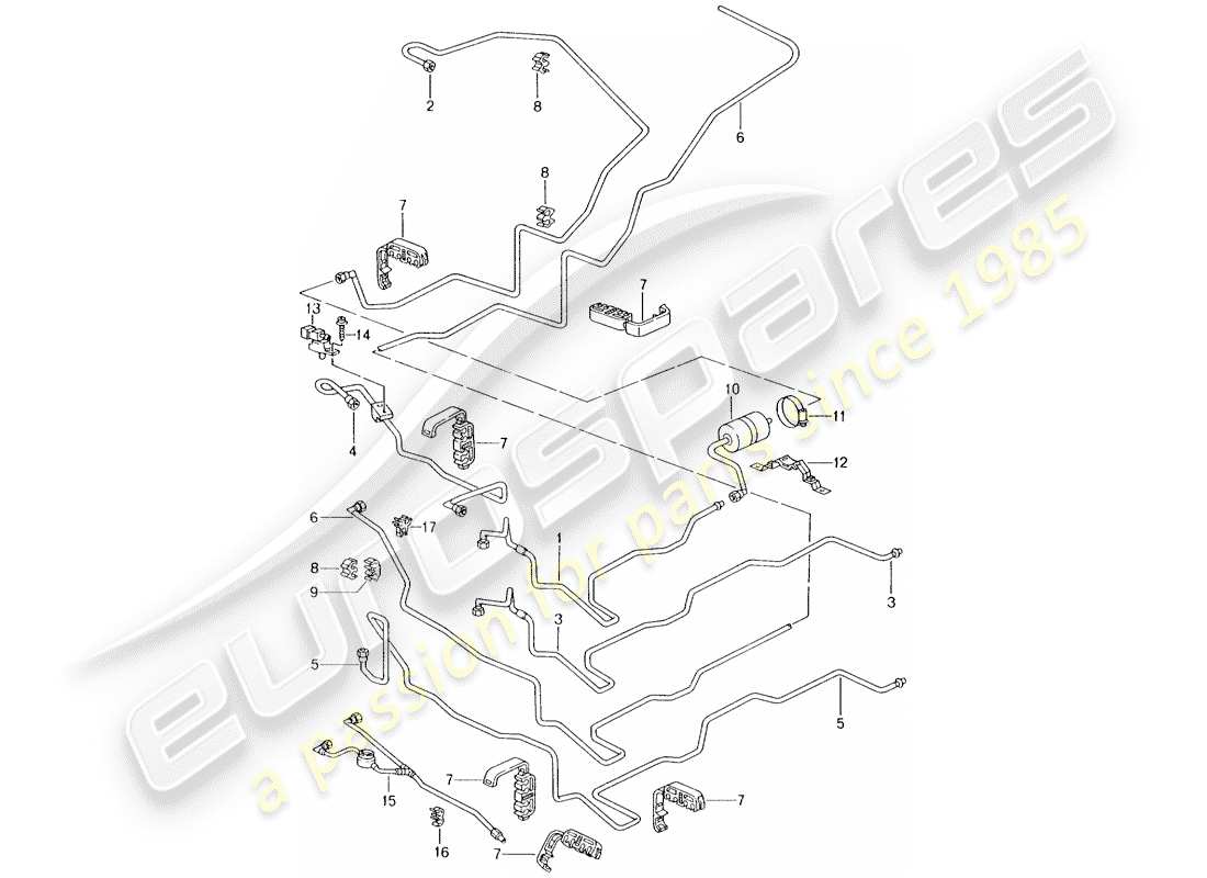 porsche boxster 986 (2003) fuel system part diagram