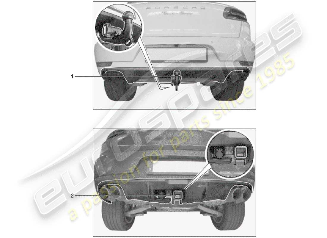 porsche 2019 (tequipment macan) tow hitch part diagram