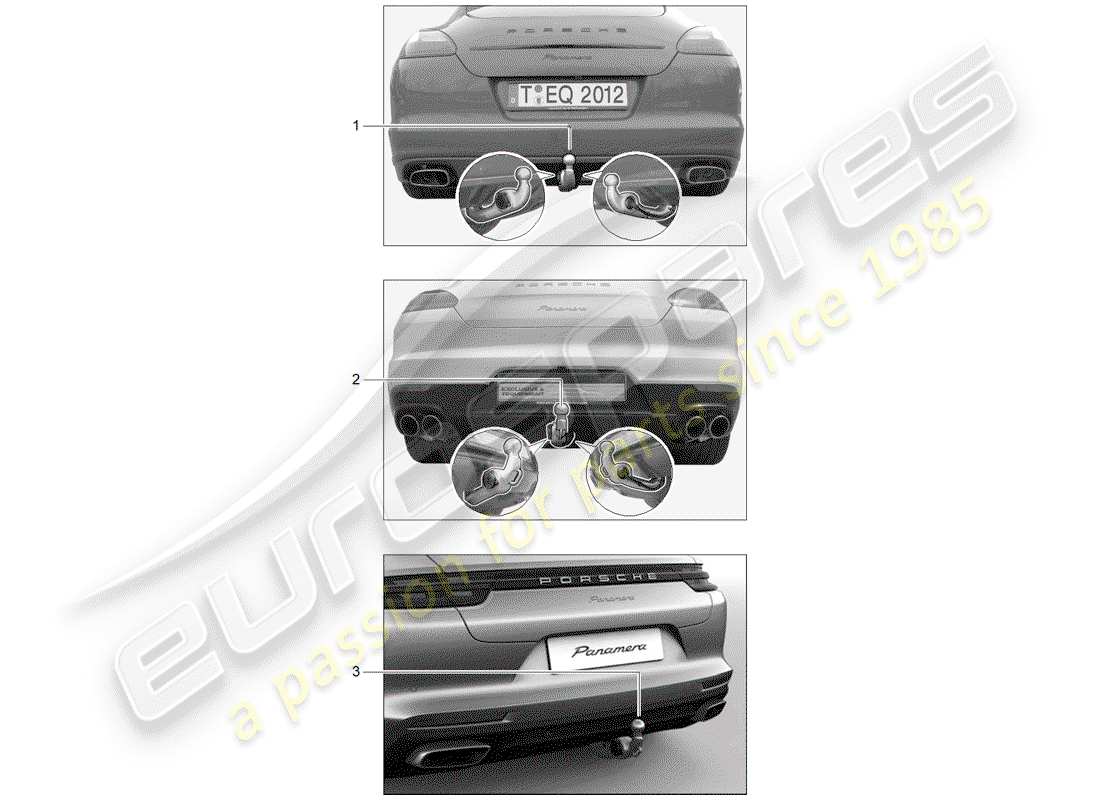 porsche 2016 (tequipment panamera) tow hitch part diagram
