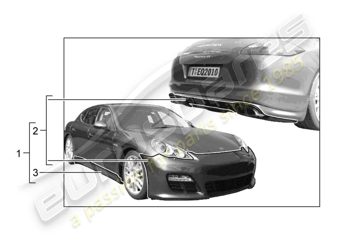porsche 2010 (tequipment panamera) sport design package part diagram