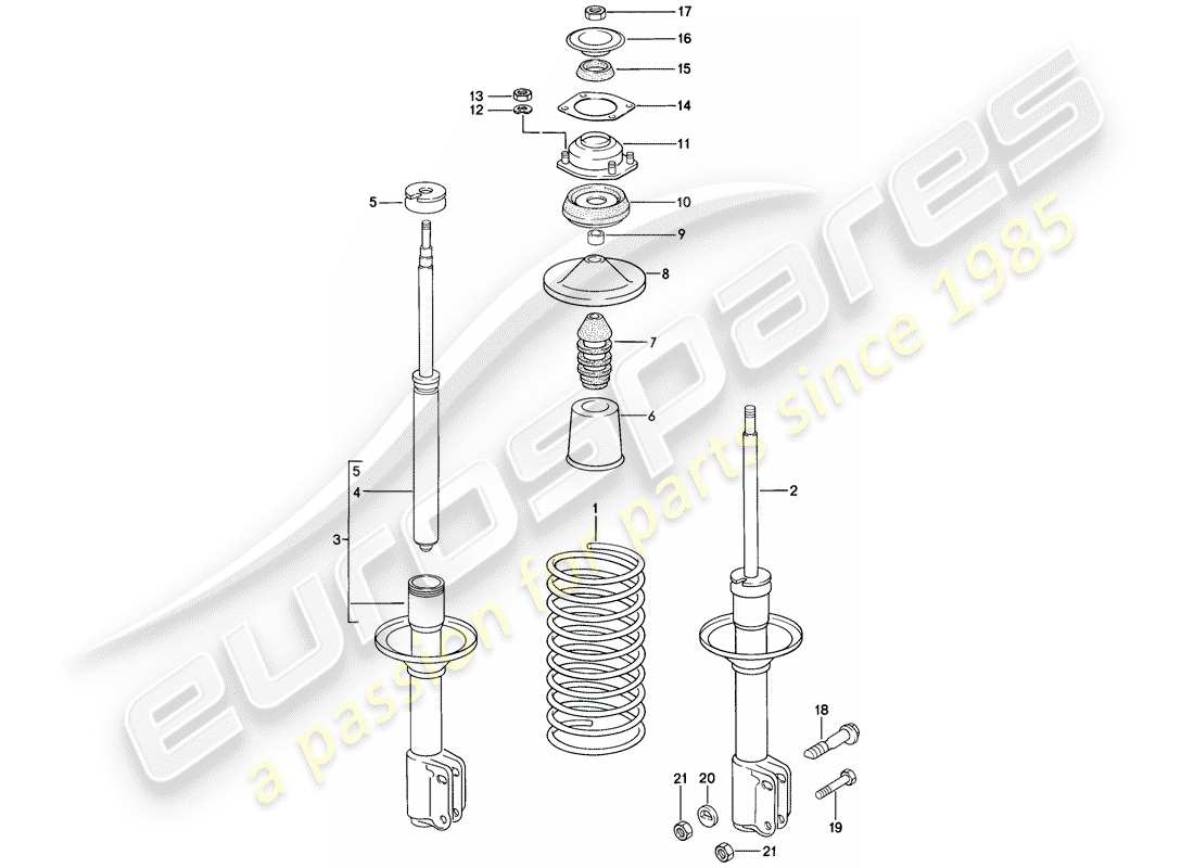 porsche 1976 (924) suspension - shock absorber part diagram