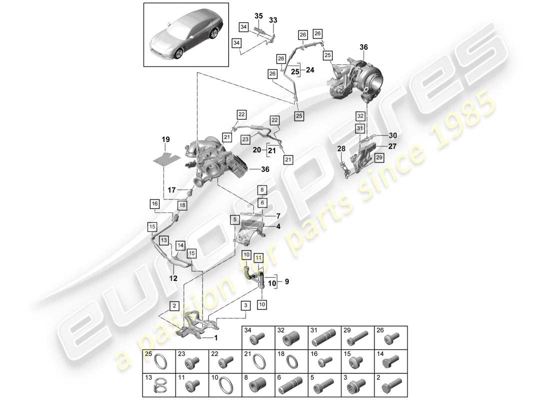 porsche 2018 (panamera 971-1) water cooling for part diagram
