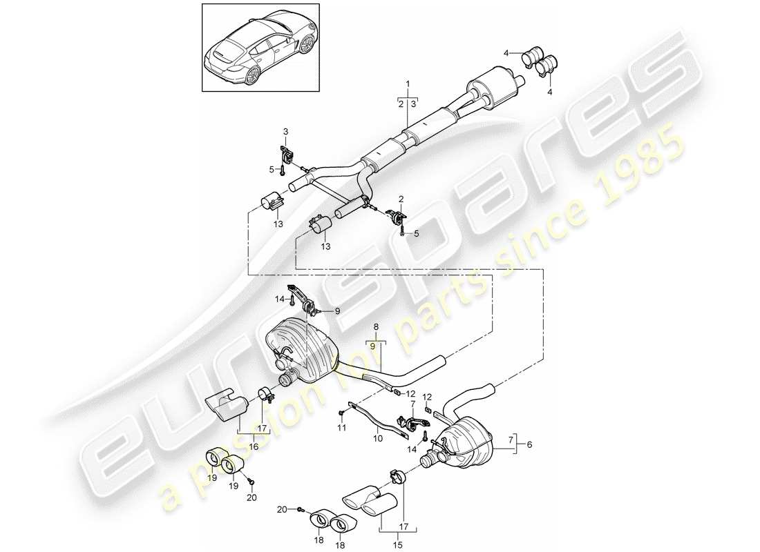 porsche 2013 (panamera 970) exhaust system part diagram
