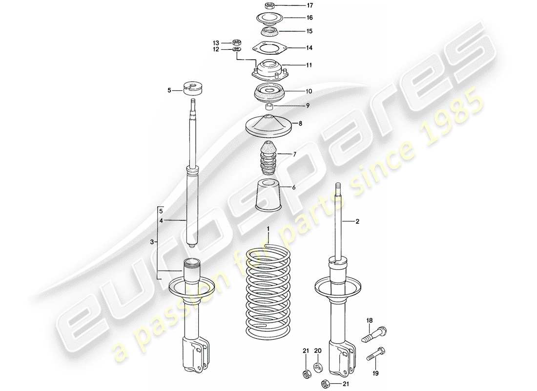 porsche 1986 (944) suspension - shock absorber part diagram