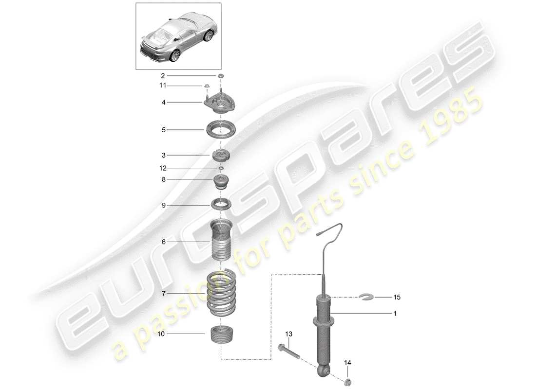 porsche 2019 (991-2 r/gt3/rs) shock absorber part diagram