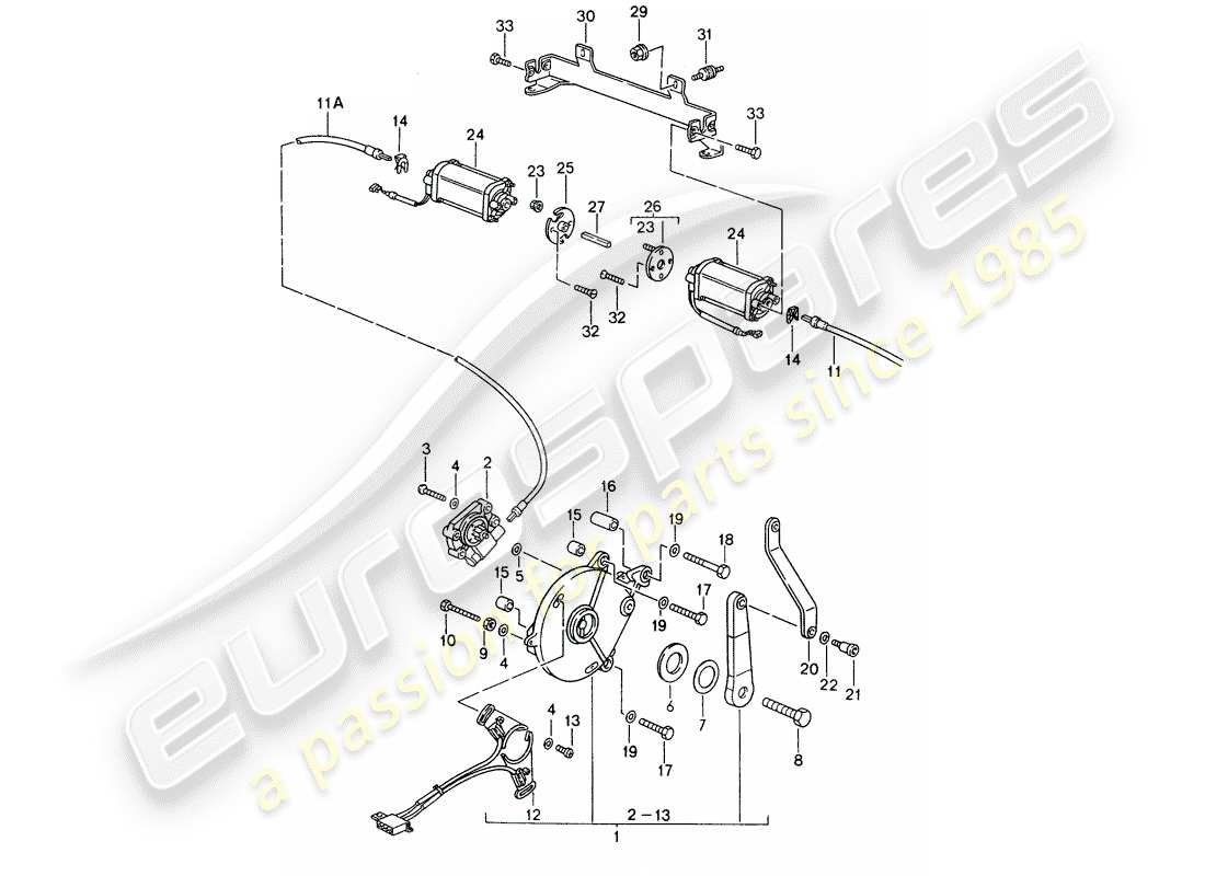 porsche 1998 (993) convertible top - driving mechanism parts diagram
